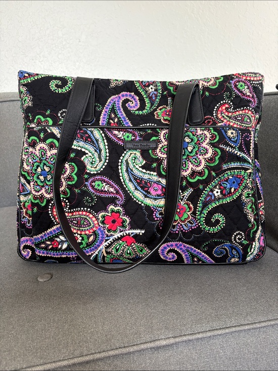 Vera Bradley Handbags - Vera Bradley Kiev Paisley Commuter Laptop Tote Bag Black Quilted Travel